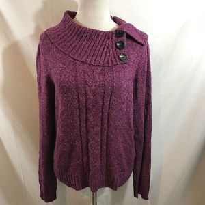 Sag Harbor fuchsia long sleeve sweater - womens M, NWT - armpit to armpit = 20"